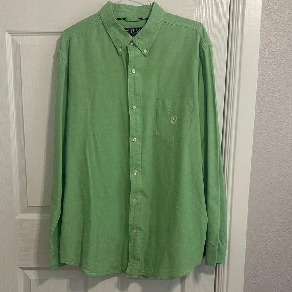 Chaps Men's Light Green Casual Button-Down Shirt
